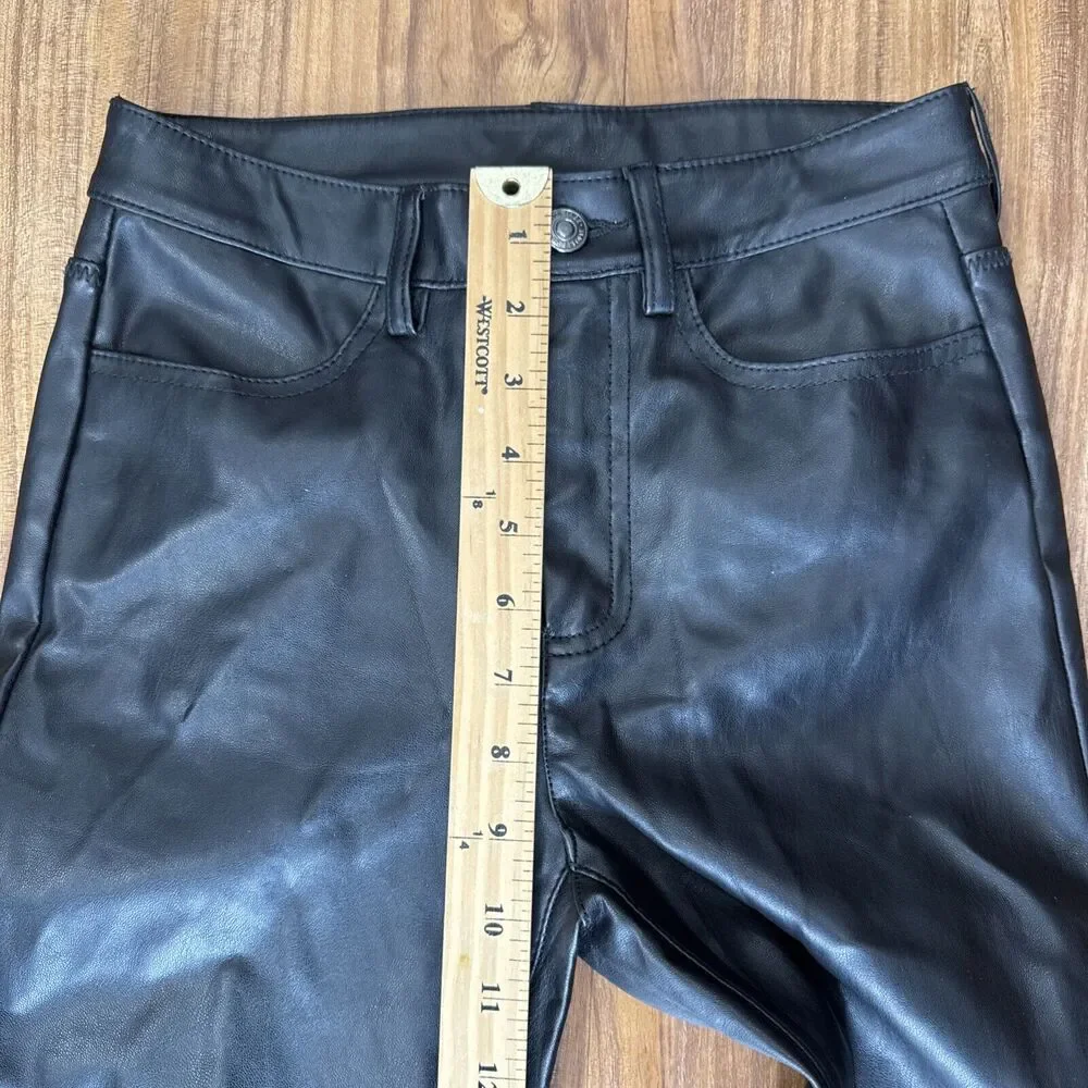 Free People Women's Size 26 Faux Leather Legging Stretch Skinny Ankle Black‎